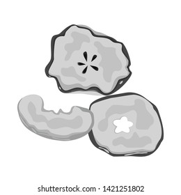 Vector illustration of apple  and dry icon. Set of apple  and half   vector icon for stock.
