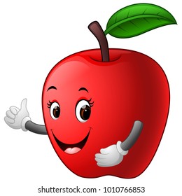 vector illustration of apple with face