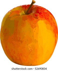 Vector illustration apple. Fills only. Textures and  backgrounds are in separate layers for easy editing.