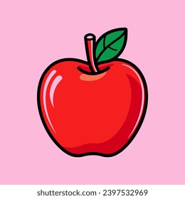 Vector illustration of apple fruit cartoon style