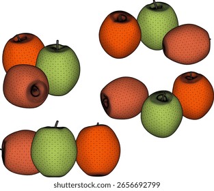 Ilustración vectorial del diseño de alimentos de fruta de manzana en el Pequeño frutero para el postre