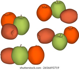 Ilustración vectorial del diseño de alimentos de fruta de manzana en el Pequeño frutero para el postre