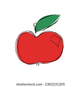 Vector illustration of apple fruit on a white background. Abstract doodle drawing. Icon