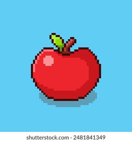 Ilustración vectorial de fruta de manzana con Pixel Art Design, perfecto para activos de juego diseños temáticos