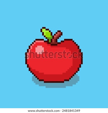 Vector Illustration of Apple fruit with Pixel Art Design, perfect for game assets themed designs