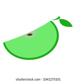 Vector illustration of an apple. Half of a green apple is isolated on white background.