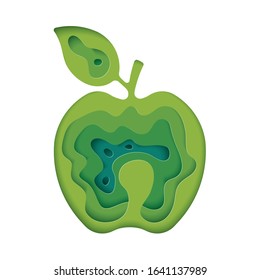 Vector illustration of the Apple, a healthy vegan and vegetarian food.  Modern illustration for the food, fruits and vegetables theme.