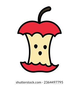 Vector illustration of apple heart. Organic waste.