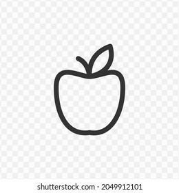 Vector illustration of apple icon in dark color and transparent background(png).