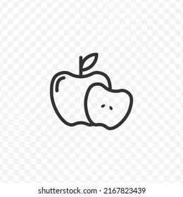 Vector illustration of apple icon in dark color and transparent background(PNG).