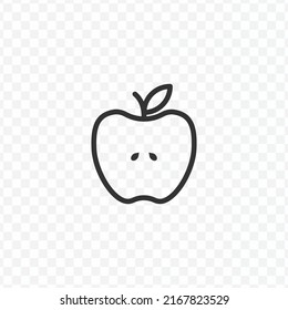 Vector illustration of apple icon in dark color and transparent background(PNG).