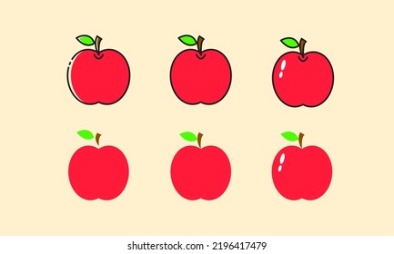 vector illustration of apple icon. set of apple icon. flat apple icon design. set of flat fruit. set of flat apple design. 
