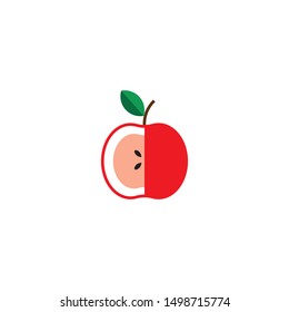 Vector illustration of apple. apple icon sliced half
