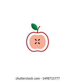Vector illustration of apple. apple icon sliced half