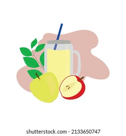 vector illustration apple juice with apples