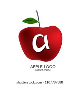 Vector Illustration of apple with letter A as a logo. Logo apple fresh fruit.