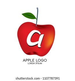 Vector Illustration of apple with letter A as a logo. Logo apple fresh fruit.