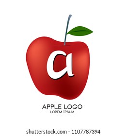 Vector Illustration of apple with letter A as a logo. Logo apple fresh fruit.