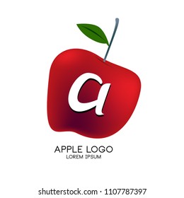Vector Illustration of apple with letter A as a logo. Logo apple fresh fruit.