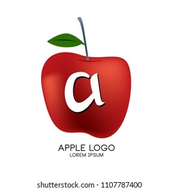 Vector Illustration of apple with letter A as a logo. Logo apple fresh fruit.
