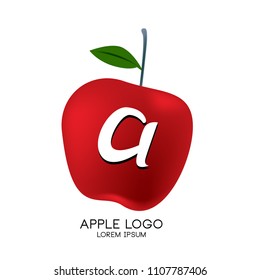 Vector Illustration of apple with letter A as a logo. Logo apple fresh fruit.