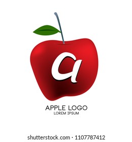 Vector Illustration of apple with letter A as a logo. Logo apple fresh fruit.