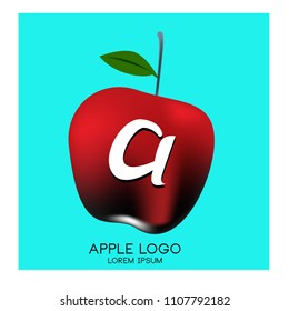 Vector Illustration of apple with letter A as a logo. Logo apple fresh fruit.