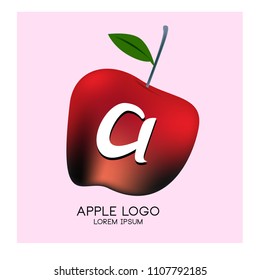 Vector Illustration of apple with letter A as a logo. Logo apple fresh fruit.