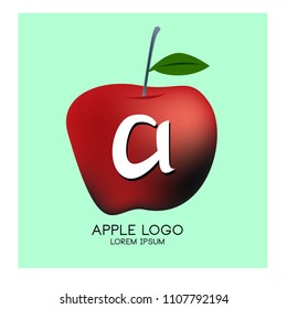 Vector Illustration of apple with letter A as a logo. Logo apple fresh fruit.