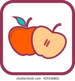 vector illustration of an apple line icon colored
