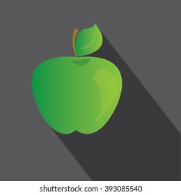 Vector illustration of apple logo with shadow in green circle 