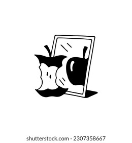 vector illustration of apple with mirror concept