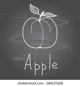 Vector illustration with apple on chalkboard