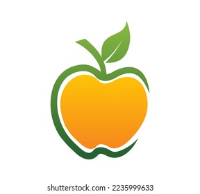 A vector Illustration of Apple Orange Circle Fruit Logo Sign in isolated white background