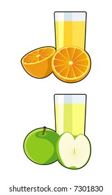 vector illustration of apple and orange juice