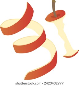 Vector illustration of apple peel and core