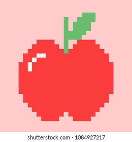 Vector illustration apple in pixel art