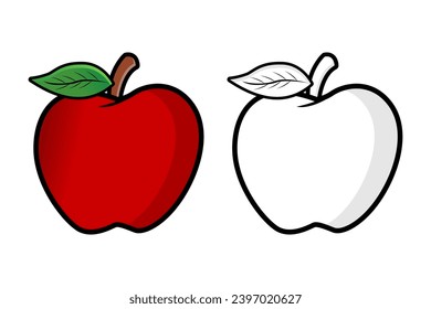 Vector Illustration of apple
red and black and white, suitable for needs, icons, logos and coloring examples