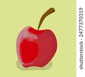 Vector illustration of an apple. Apple with shading and highlights. Isolated apple on a monochrome background. Texture shading. Vitamin, healthy diet, vegetarian.