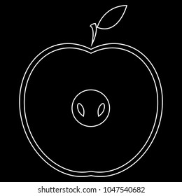 Vector illustration of an apple. Vector illustration silhouette of an apple in a cut on a black background.