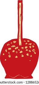 Vector illustration of an apple in sugar on stick