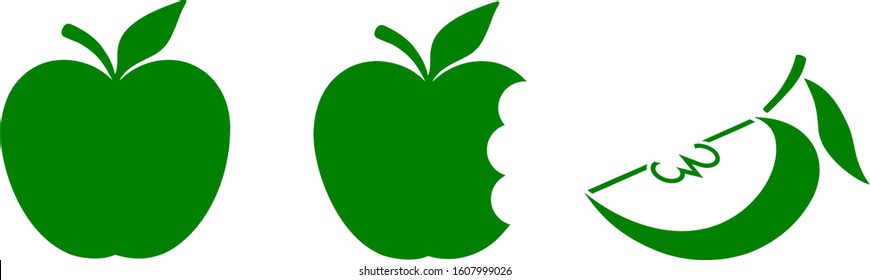 Vector illustration of an apple in three versions