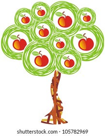 Vector illustration of apple tree