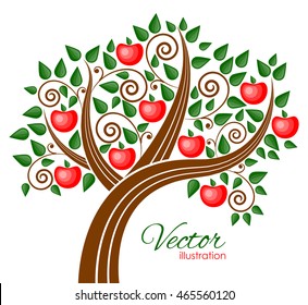 Vector illustration of apple tree