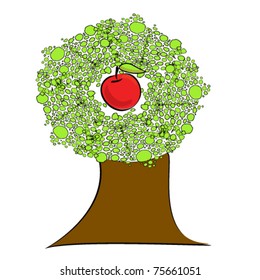 vector illustration of apple tree