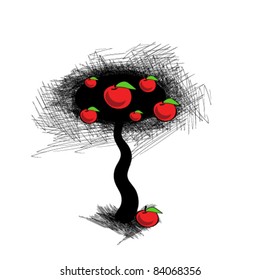 vector illustration of  apple tree