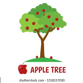 Vector Illustration of apple tree  isolated on white background