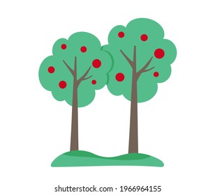 Vector illustration of apple tree isolated on white background