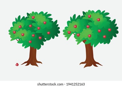 Vector illustration of an apple tree. Simple cartoon style. Perfect for children's book or video.
