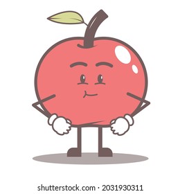 Vector illustration of an apple with a very cute smiling face and hands and feet. Can be used for logos, company characters, t-shirts, and more.